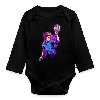 Volleyballspieler - Anime Shirt - Baby Bio-Langarm-Body - Schwarz - Vorne