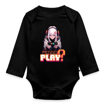 Gamer Girl veut jouer 2 – Chemise d’anime - Body Bébé bio manches longues - noir - Devant