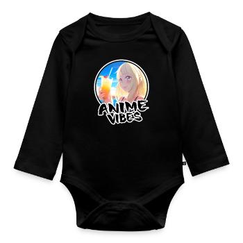Jolie fille d’anime en vacances - Chemise d’anime - Body Bébé bio manches longues - noir - Devant
