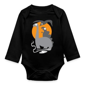 Dino Dinosaurier ! Kinder Spass Urzeit dinosaur - Baby Bio-Langarm-Body - Schwarz - Vorne