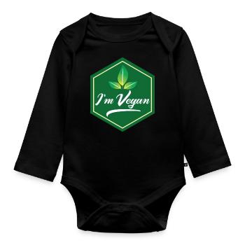 I'm Vegan Design for Proud Vegans - Organic Longsleeve Baby Bodysuit - black - Front