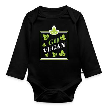 Un design Go Vegan pour de fiers végétaliens - Body Bébé bio manches longues - noir - Devant