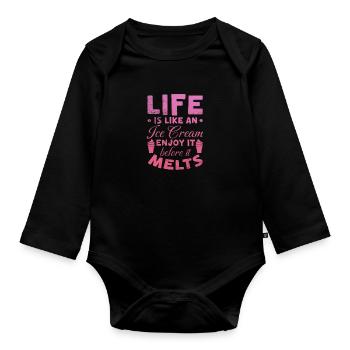 Eiscreme - Baby Bio-Langarm-Body - Schwarz - Vorne