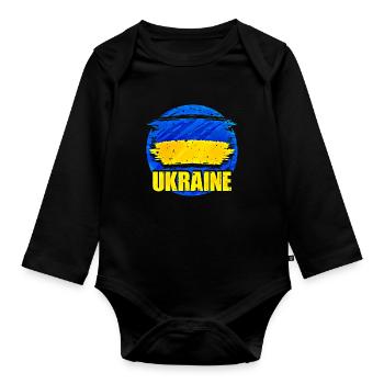 Ukraine - Baby Bio-Langarm-Body - Schwarz - Vorne