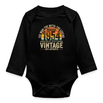 Chemise d’anniversaire originale de 1954 - Body Bébé bio manches longues - noir - Devant