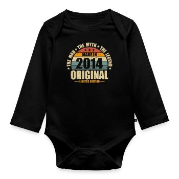 Geboren 2014 Legende - Baby Bio-Langarm-Body - Schwarz - Vorne