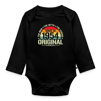 Kultiger Jahrgang '54 - Baby Bio-Langarm-Body - Schwarz - Vorne