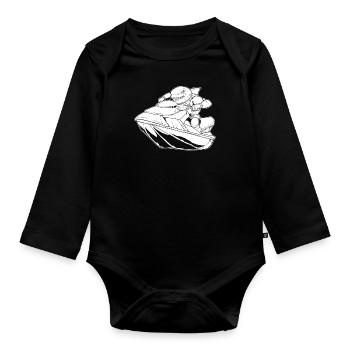 Jet Ski Hai - Baby Bio-Langarm-Body - Schwarz - Vorne
