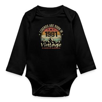 Les Légendes Sont Nées En 1981 - 1981 - Body Bébé bio manches longues - noir - Devant