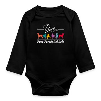 Bostie Boston Terrier pure Persönlichkeit - Baby Bio-Langarm-Body - Schwarz - Vorne