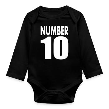 Nummer 10 Zahl 10 Jahre alt ich bin 10 Geschenk - Baby Bio-Langarm-Body - Schwarz - Vorne