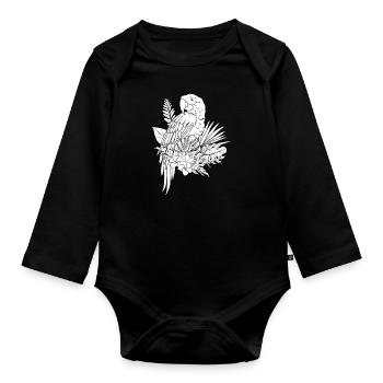 Fleurs de perroquet - Body Bébé bio manches longues - noir - Devant