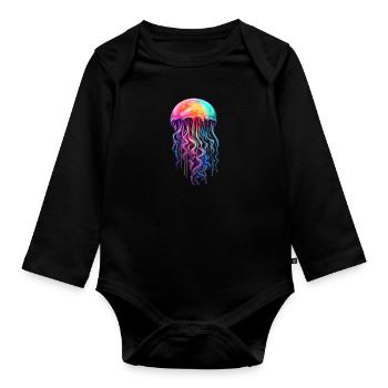 Bunte Qualle - Baby Bio-Langarm-Body - Schwarz - Vorne