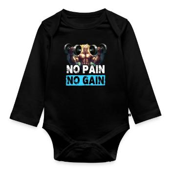 Citations de motivation de gym - chemise d’anime - Body Bébé bio manches longues - noir - Devant