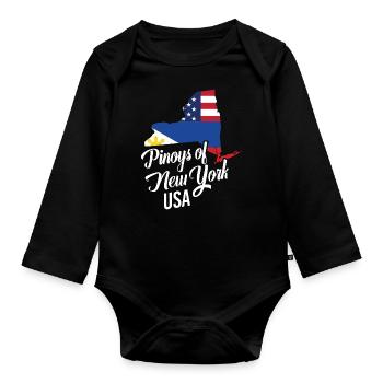 Filipinos of New York Design für stolze Fil-Ams - Baby Bio-Langarm-Body - Schwarz - Vorne