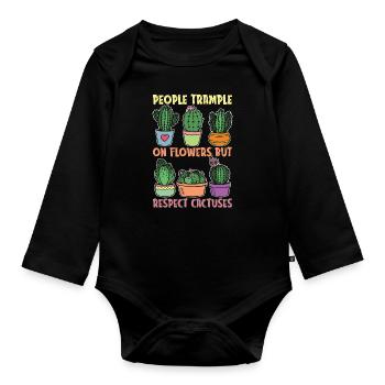 Personnes succulentes piétinent sur les fleurs mais les cactus - Body Bébé bio manches longues - noir - Devant