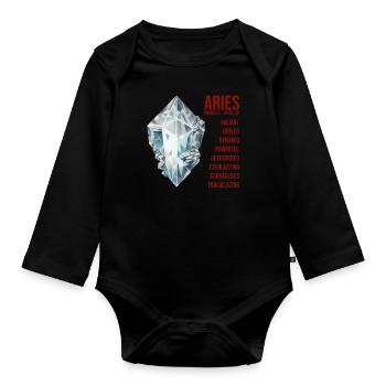 Zodiac Gemstones: Aries, Diamond - Organic Longsleeve Baby Bodysuit - black - Front