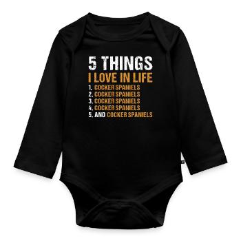 Chien 5 choses que j’aime dans la vie Corgi - Body Bébé bio manches longues - noir - Devant