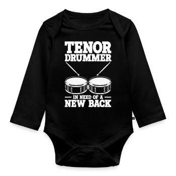 Tenortrommel Spieler - Baby Bio-Langarm-Body - Schwarz - Vorne