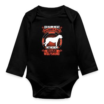 Irischer Wolfshund kann nicht Windhund - Baby Bio-Langarm-Body - Schwarz - Vorne