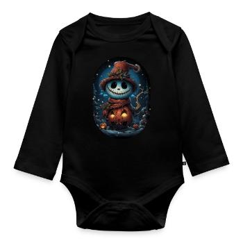 James the Friendly Halloween Snowman - Organic Longsleeve Baby Bodysuit - black - Front