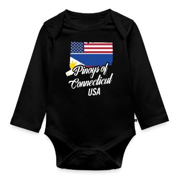 Filipinos of Connecticut Design für stolze Fil-Ams - Baby Bio-Langarm-Body - Schwarz - Vorne