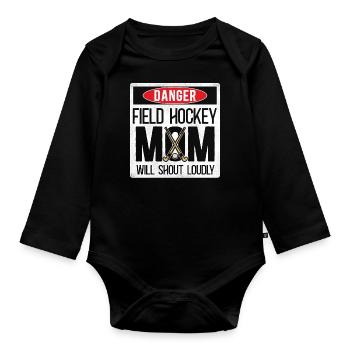 Field Hockey Mom Danger Field - Baby Bio-Langarm-Body - Schwarz - Vorne