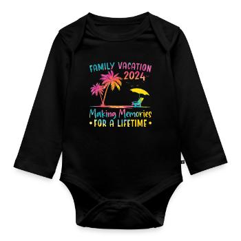 Des vacances en famille pour créer des souvenirs - Body Bébé bio manches longues - noir - Devant