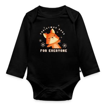 Weihnachts Fuchs 2023 hell - Baby Bio-Langarm-Body - Schwarz - Vorne