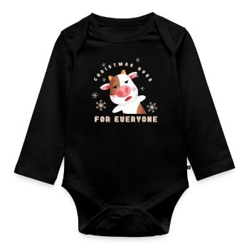 Weihnachts Kuh 2023 hell - Baby Bio-Langarm-Body - Schwarz - Vorne