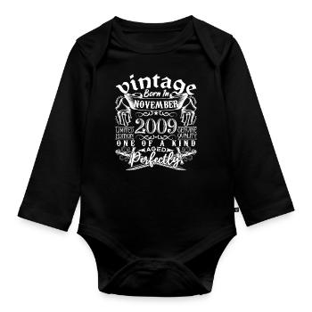 2009 November 2009 Anniversary November 2009 - Organic Longsleeve Baby Bodysuit - black - Front