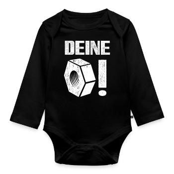 Deine Mutter! - Baby Bio-Langarm-Body - Schwarz - Vorne