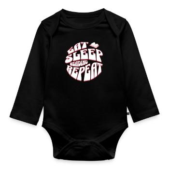 Manger, dormir, lire, répéter - Professeur d’anglais rétro - Body Bébé bio manches longues - noir - Devant
