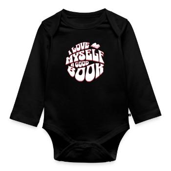 I love Books - Bücher lesen Retro Englisch Lehrer - Baby Bio-Langarm-Body - Schwarz - Vorne