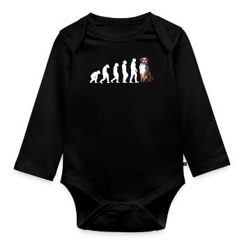 Dog Evolution Aussie - Organic Longsleeve Baby Bodysuit - black - Front