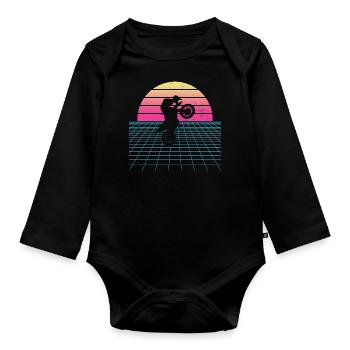Men's Dirt Bike Women's Dirt Biker Dirt Bike - Organic Longsleeve Baby Bodysuit - black - Front