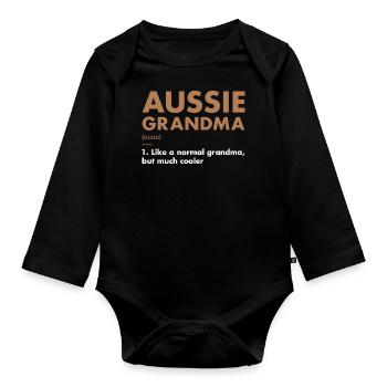 Dog Aussie Grandma Definition - Organic Longsleeve Baby Bodysuit - black - Front