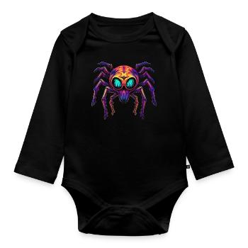 Buntes abstraktes Spinnen Design Spinnentiere - Baby Bio-Langarm-Body - Schwarz - Vorne