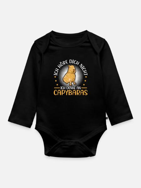 Denke an Capybara Wasserschwein Südamerika - Baby Bio-Langarm-Body - Schwarz
