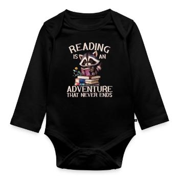 Lesen Ist Ein Abenteuer Bibliothek Lehrer - Baby Bio-Langarm-Body - Schwarz - Vorne