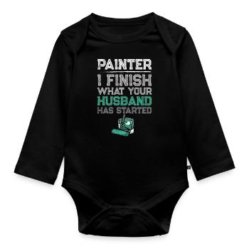 House Painter Decorator Painter I - Baby Bio-Langarm-Body - Schwarz - Vorne