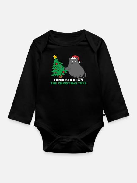 Katzen Geschenk- Weihnachten Geschenk Katze - Baby Bio-Langarm-Body - Schwarz