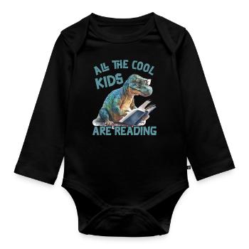 Alle Coolen Kids Lesen DInosaurier - Baby Bio-Langarm-Body - Schwarz - Vorne