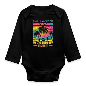 Des vacances en famille pour créer des souvenirs - Body Bébé bio manches longues - noir - Devant