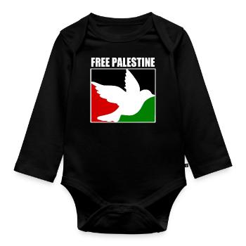 Free palestine - Organic Longsleeve Baby Bodysuit - black - Front