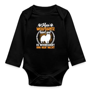 Mein Wolfsspitz hört gut Deutscher Spitz - Baby Bio-Langarm-Body - Schwarz - Vorne