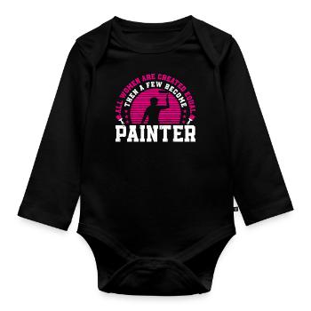 Peintre en bâtiment Décorateur Femme - Body Bébé bio manches longues - noir - Devant