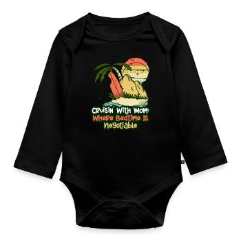 Single Mom Summer Cruisin Mom And Son - Organic Longsleeve Baby Bodysuit - black - Front