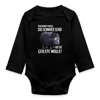 Schafe Schaf die geilste Wolle Bauern Schafhirte - Baby Bio-Langarm-Body - Schwarz - Vorne