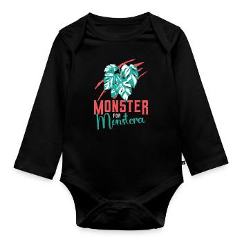 Monstera Monster For Monstera Houseplants Lover - Organic Longsleeve Baby Bodysuit - black - Front